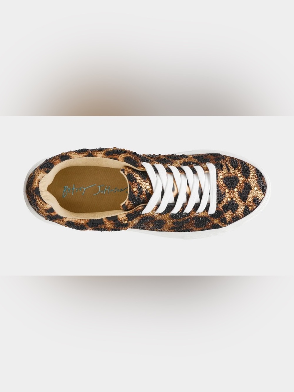 đBetsey Johnson Sidny Leopard Rhinestone Embellished Platform Sneakers-NIB-SZ 10 - Picture 5 of 15
